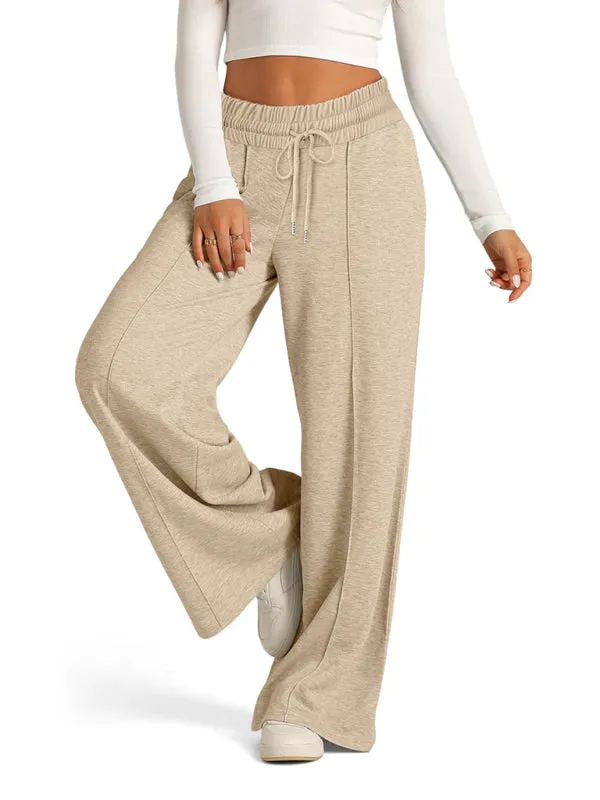 Comfy Wide Waistband Lounge Trousers Wide-Leg Pants