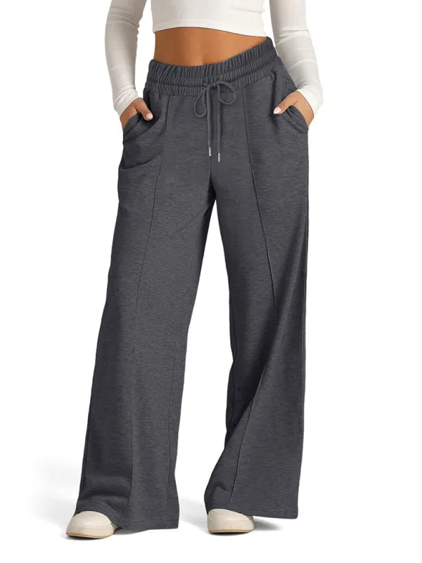 Comfy Wide Waistband Lounge Trousers Wide-Leg Pants