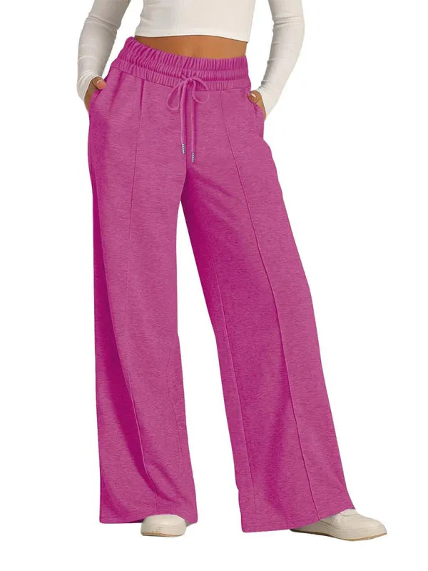 Comfy Wide Waistband Lounge Trousers Wide-Leg Pants