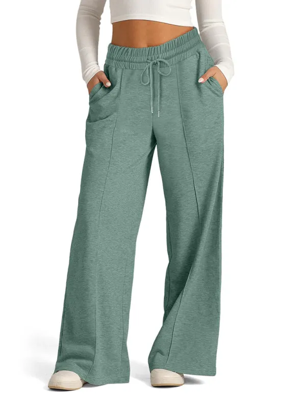 Comfy Wide Waistband Lounge Trousers Wide-Leg Pants