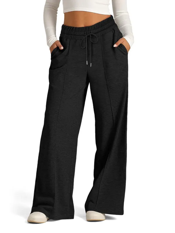 Comfy Wide Waistband Lounge Trousers Wide-Leg Pants