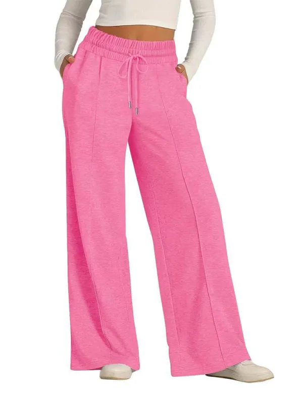 Comfy Wide Waistband Lounge Trousers Wide-Leg Pants