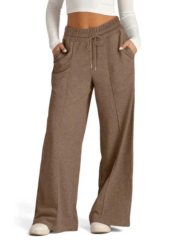 Comfy Wide Waistband Lounge Trousers Wide-Leg Pants