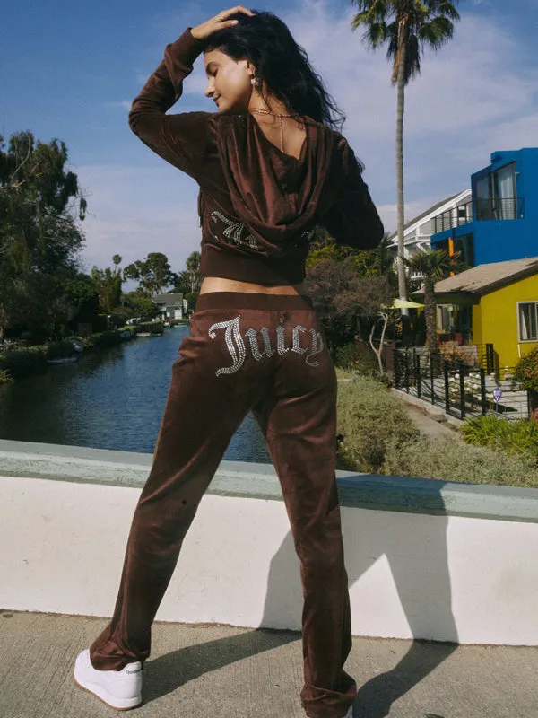 Cozy Velvet Tracksuit Set with Flared Pants & Hoodie