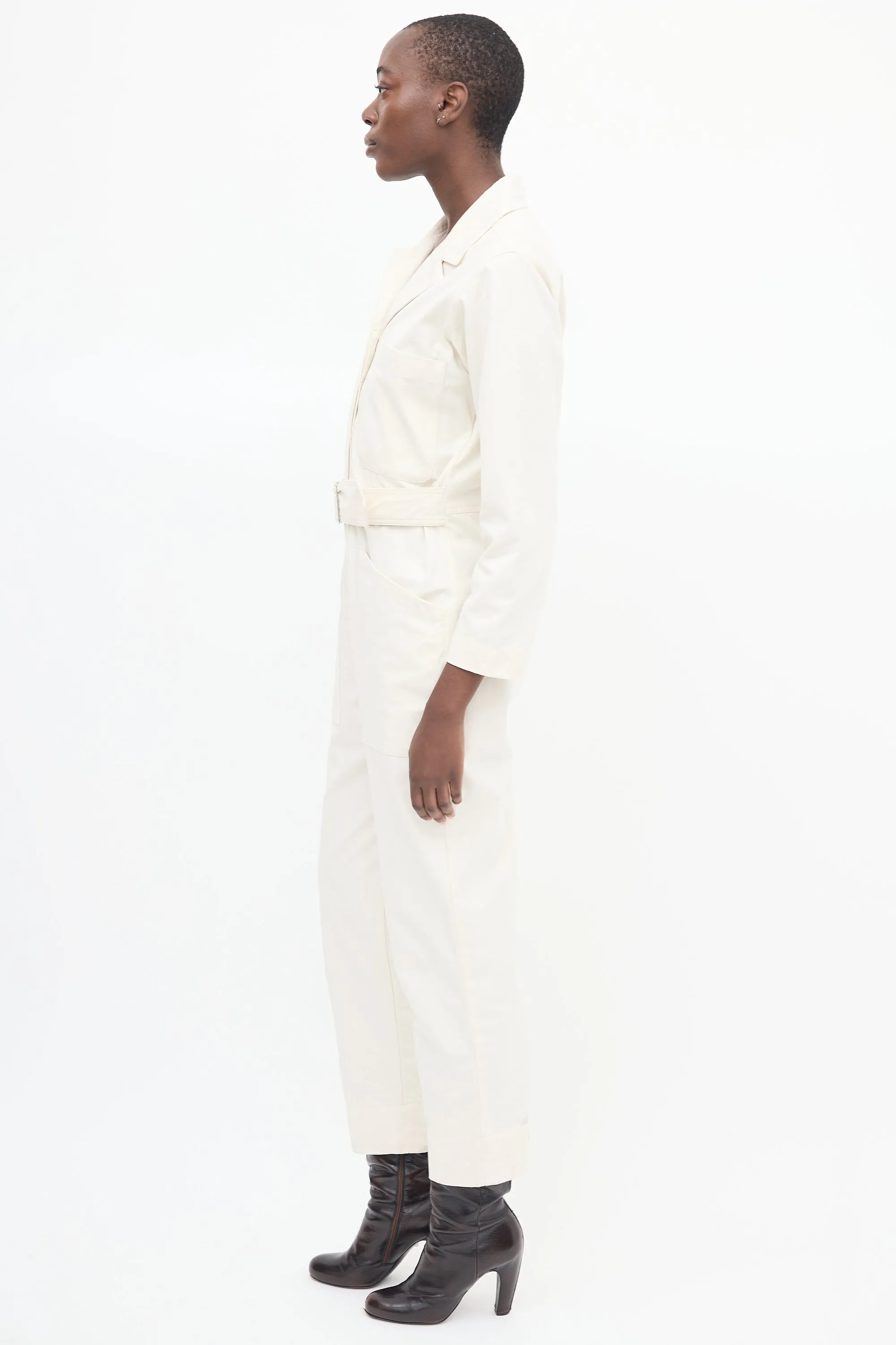 Cream Belted Field Jumpsuit