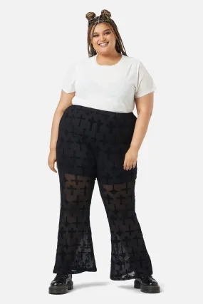 Curve Vowed Flocked Mesh Pant