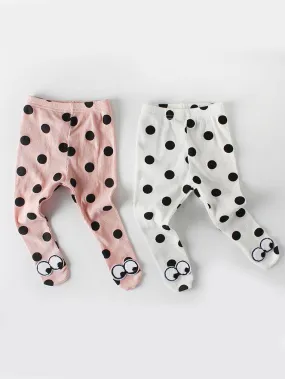 Cute Cartoon Pant Big Eyes Polka Dots Cotton Pantyhose for Baby Girls