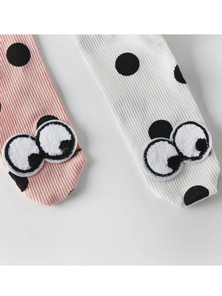 Cute Cartoon Pant Big Eyes Polka Dots Cotton Pantyhose for Baby Girls