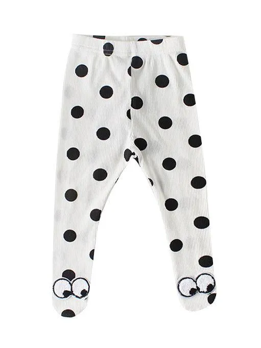 Cute Cartoon Pant Big Eyes Polka Dots Cotton Pantyhose for Baby Girls