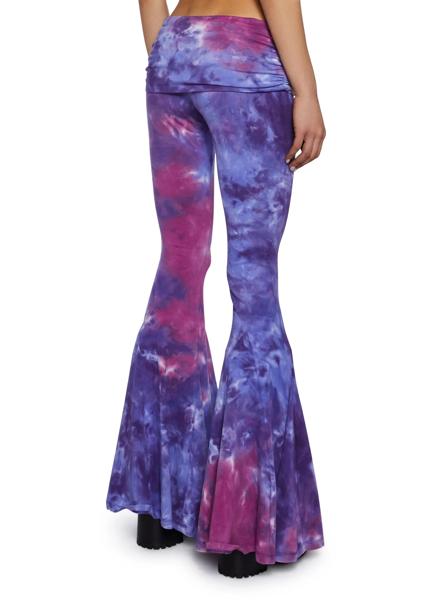 Dew Morning Lace-Up Flare Pants-Tie Dye