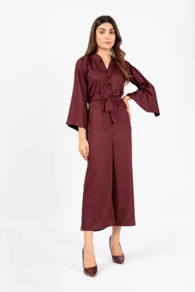 Ellena - Maroon Belted Jumpsuit