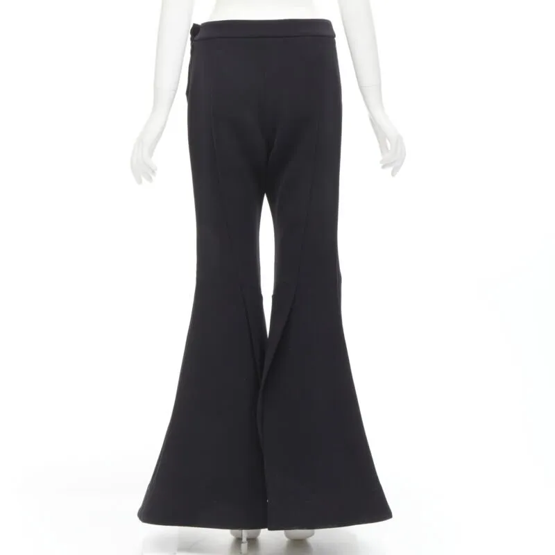 ELLERY Expressionism black polyester extra wide flared trousers pants US4 S