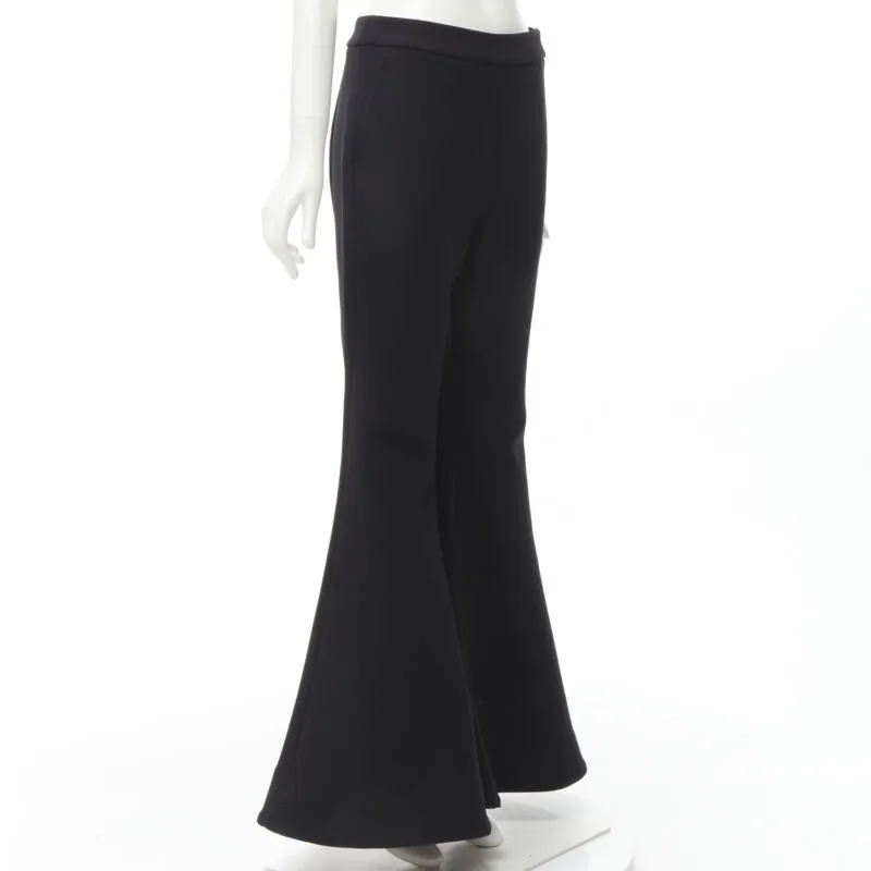 ELLERY Expressionism black polyester extra wide flared trousers pants US4 S