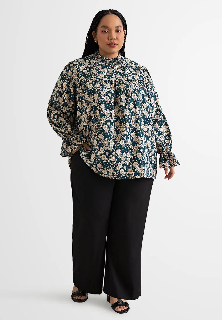 Emily Empire Cut Smocked Neck Floral Top