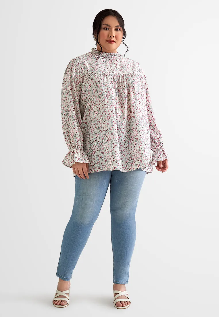 Emily Empire Cut Smocked Neck Floral Top