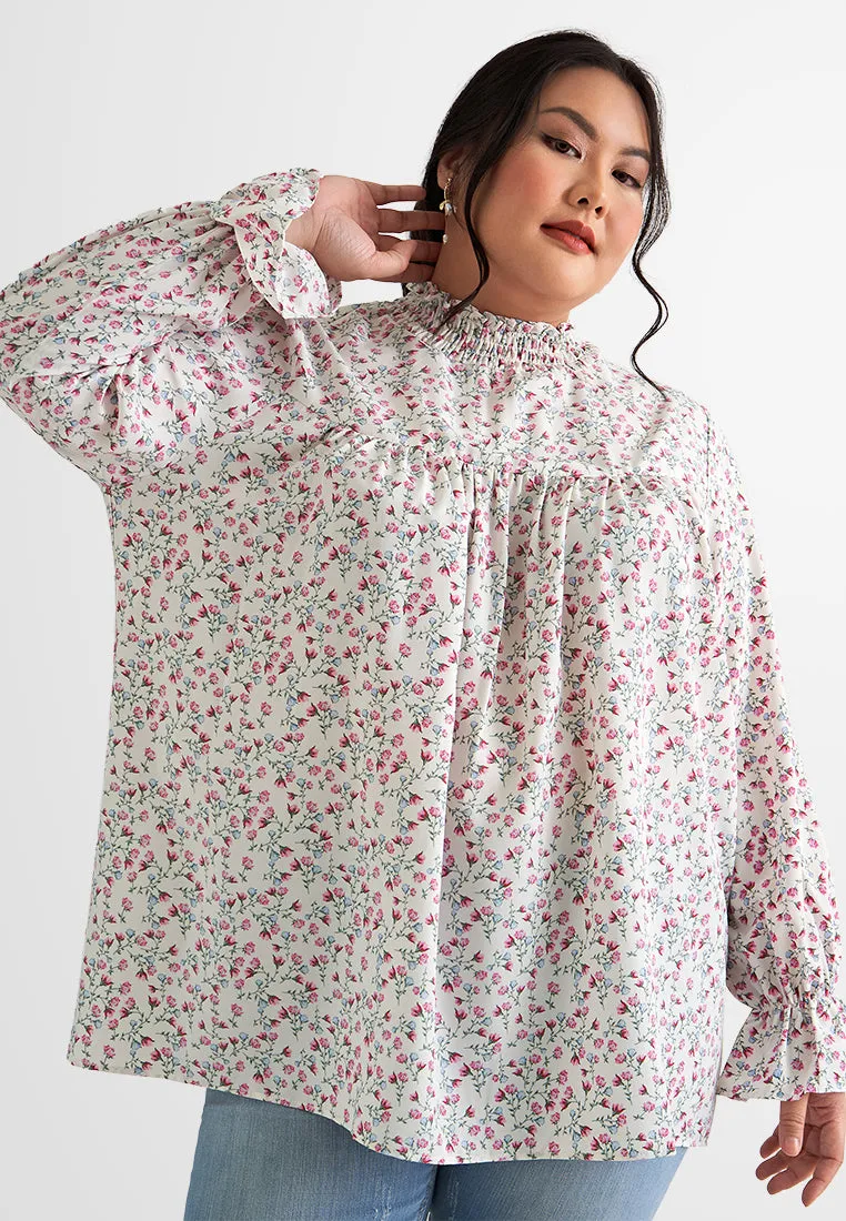 Emily Empire Cut Smocked Neck Floral Top