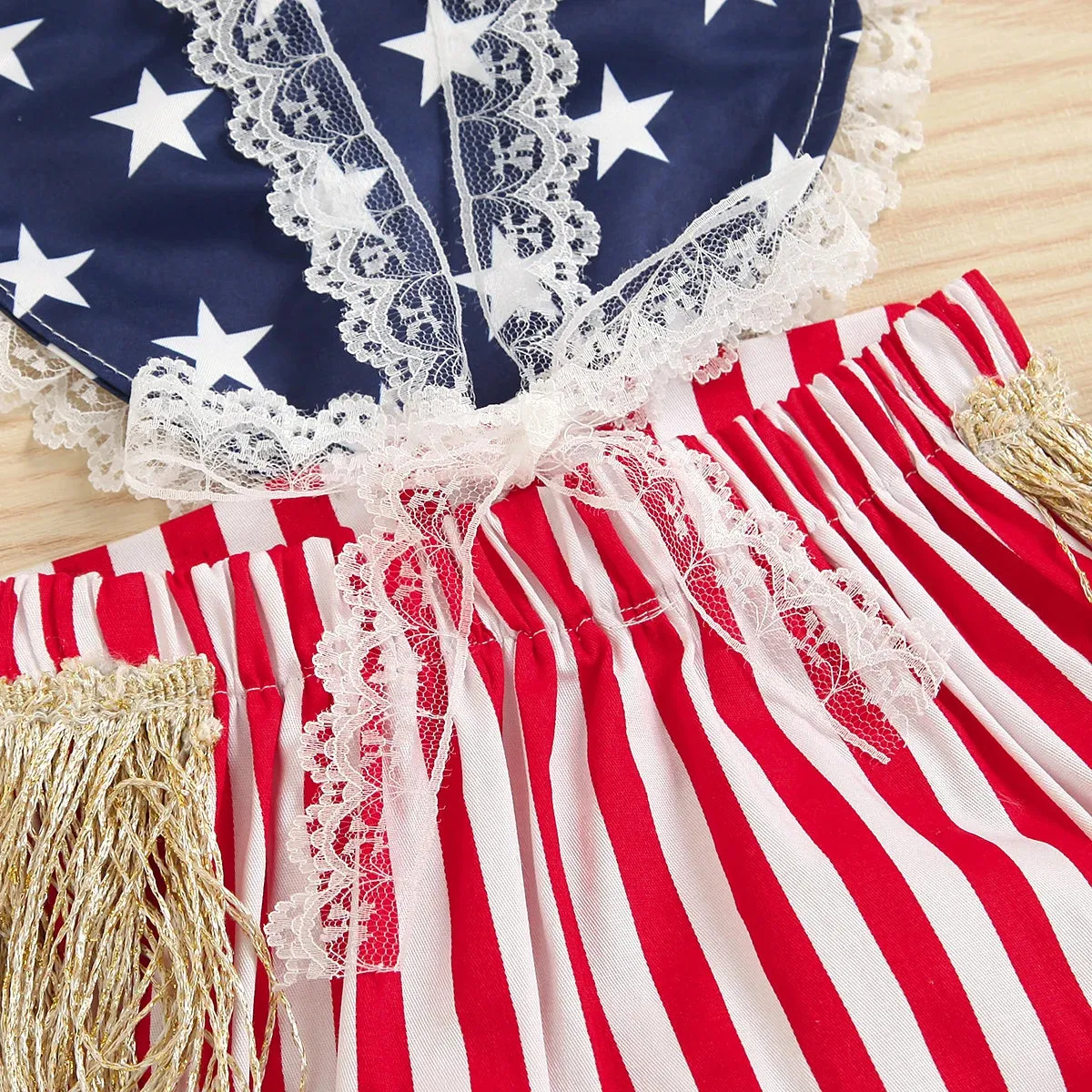 First Independence Day Baby Girl Lace Rompers, 4th of July Outfit