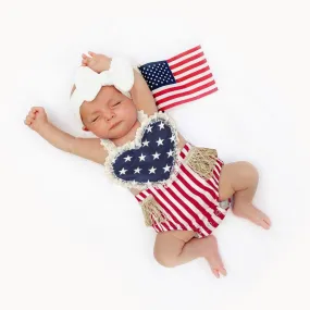 First Independence Day Baby Girl Lace Rompers, 4th of July Outfit