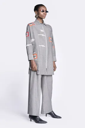 Fish Patch Overshirt With Flared Pants