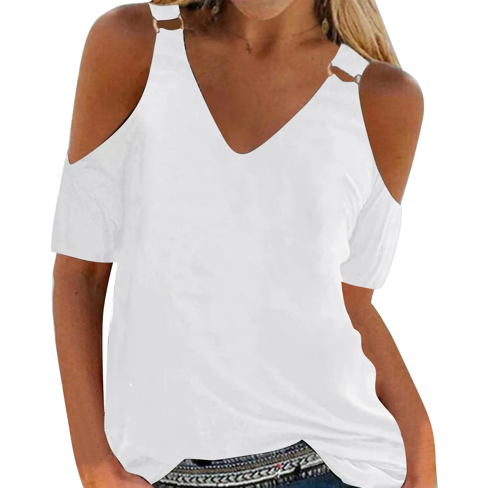 Funki Buys | Shirts | Women's Summer Cut Out Shoulder Top