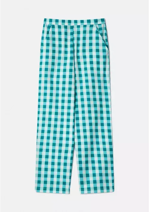 Gingham Cropped Straight-Leg Trousers