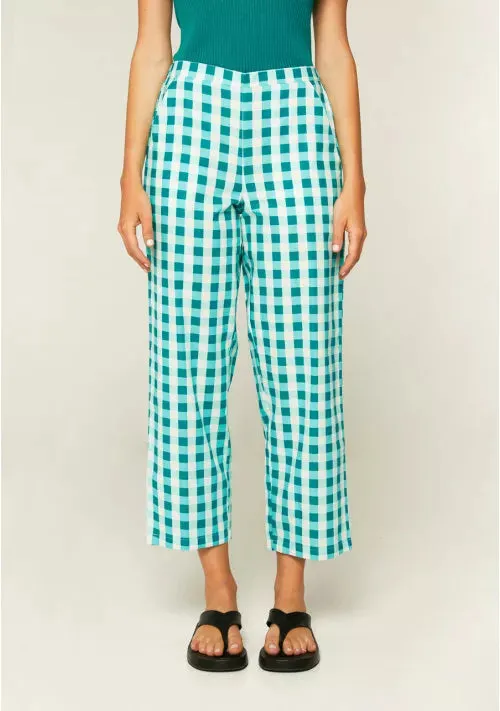 Gingham Cropped Straight-Leg Trousers