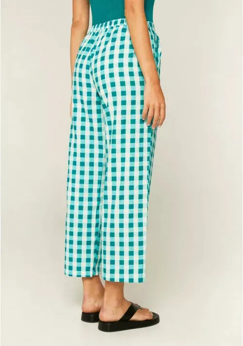 Gingham Cropped Straight-Leg Trousers