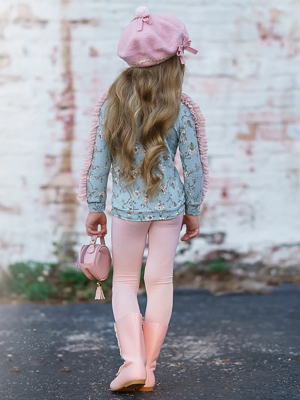 Growing On Me Mesh Ruffled Top And Legging Set