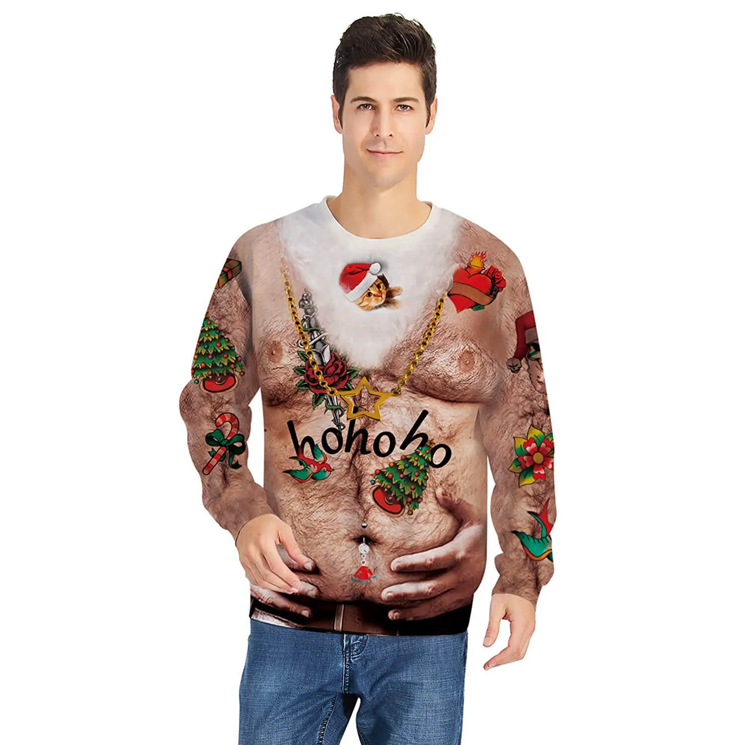 Hairy Chest Hand Ugly Christmas Sweater