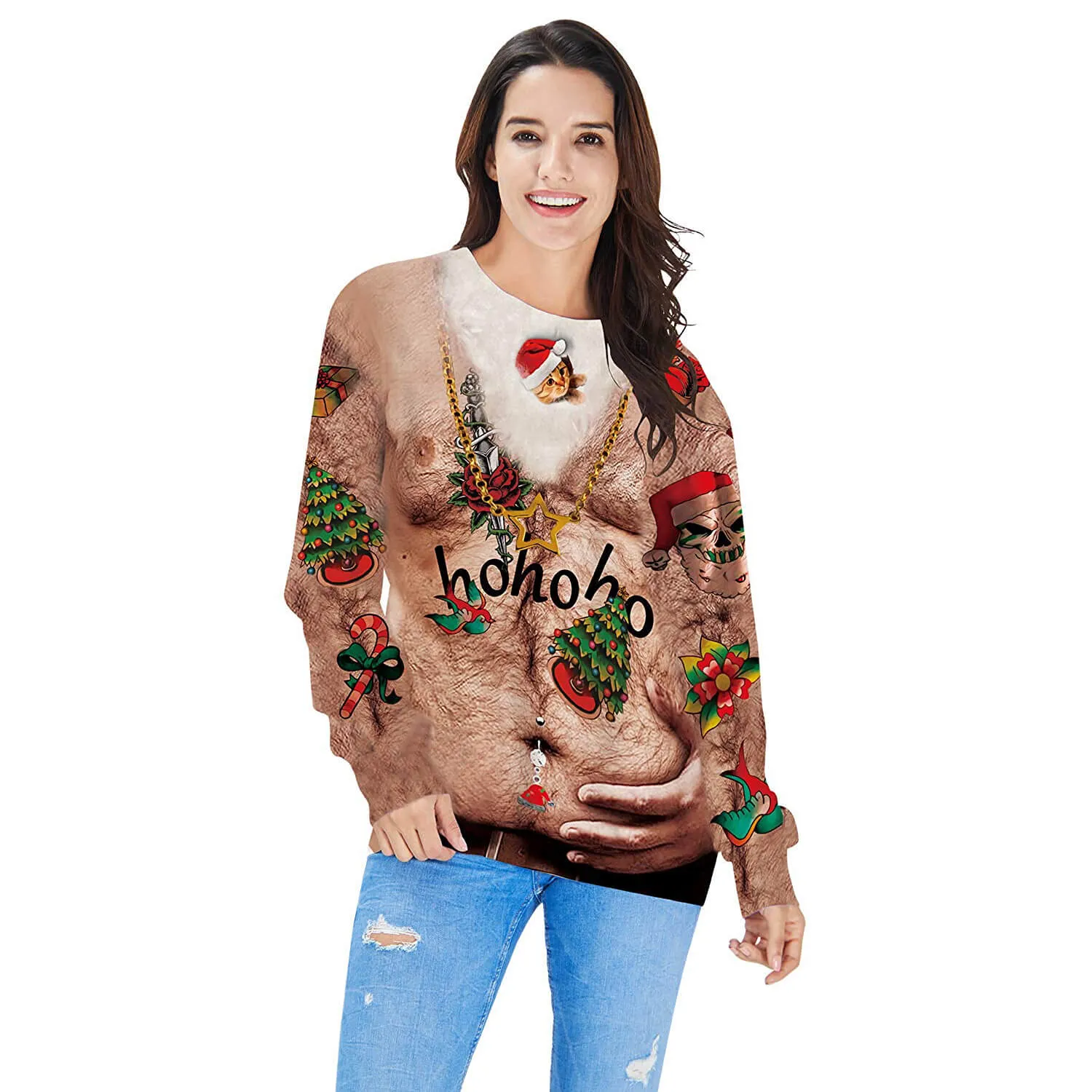 Hairy Chest Hand Ugly Christmas Sweater