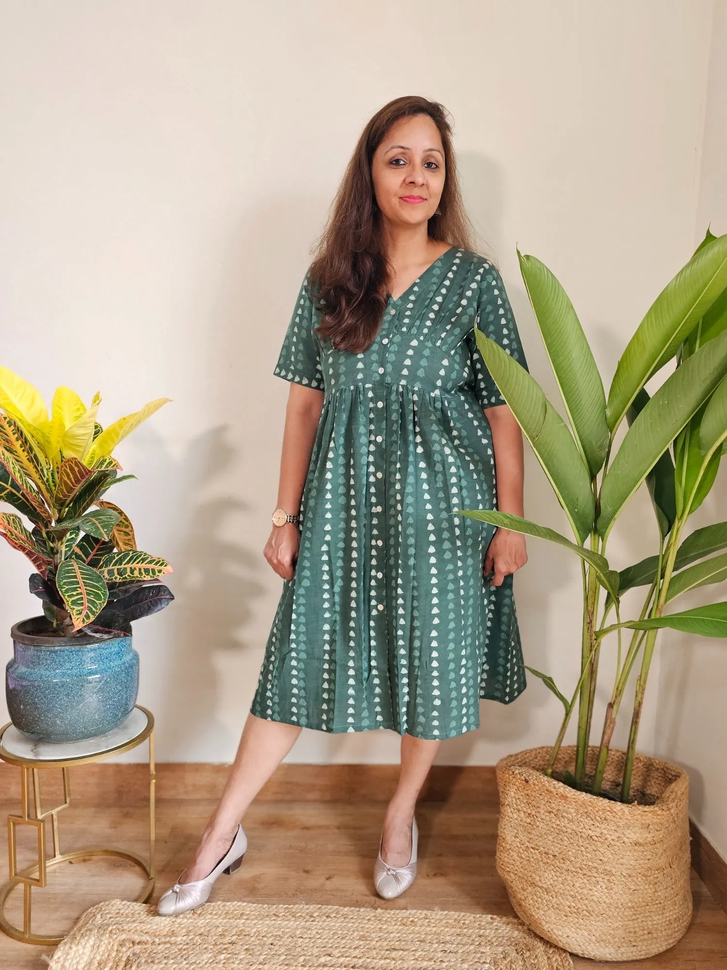 Jeevika Dabu Cotton Button Down Dress