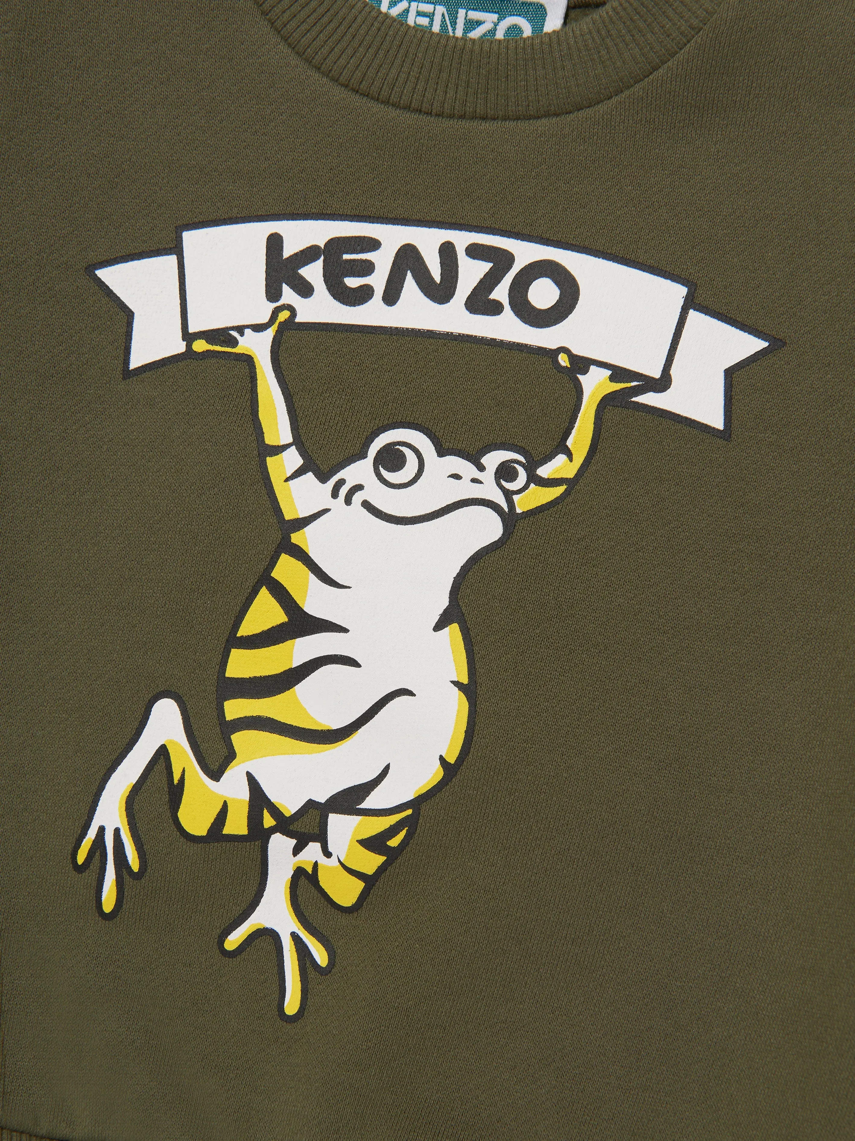 KENZO Baby Boys Frog Logo Sweatshirt in Green