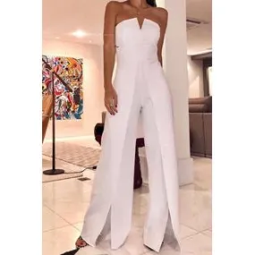 Ketty More Women Off Neck Slits Loose Hem Jumpsuit-C13517JP