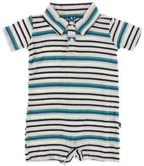 KicKee Pants Neptune Stripe S/S Polo Romper