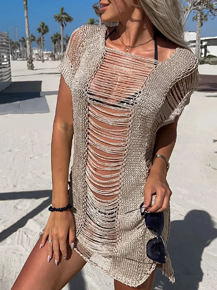 Knit Beach Style Mini Dress - multiple colors