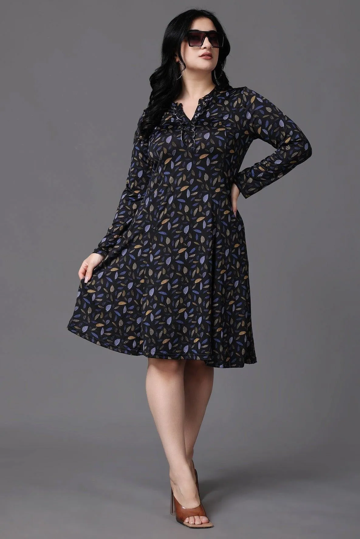 Leaves Printed Dress