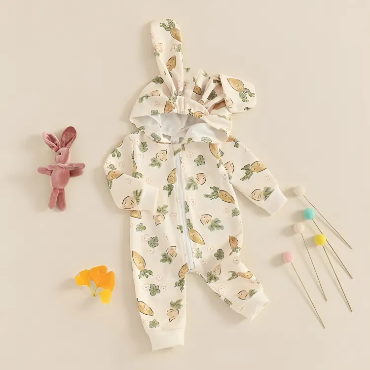 Long Sleeve Zipper Easter Baby Jumpsuit