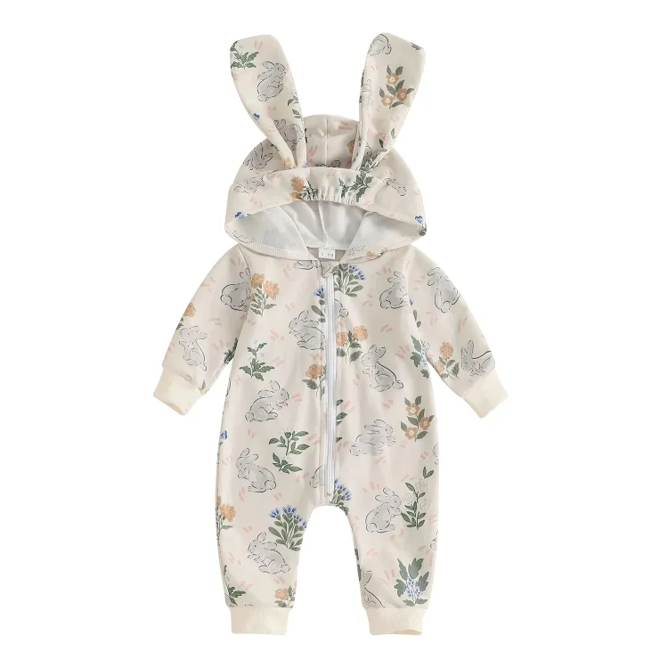 Long Sleeve Zipper Easter Baby Jumpsuit