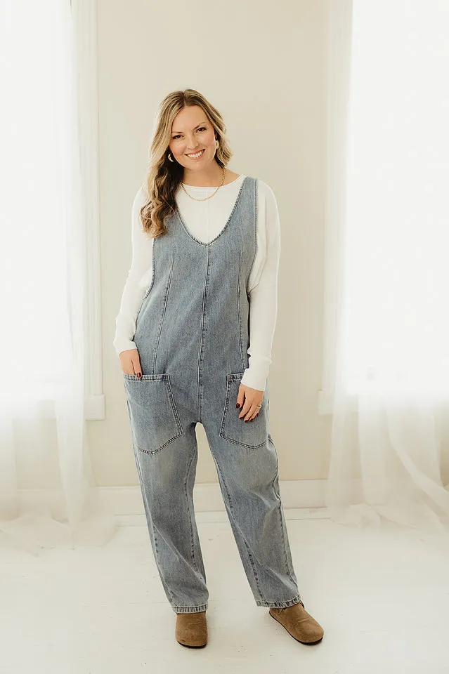 Loose Denim Jumpsuit