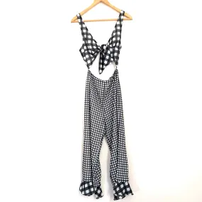 LPA Tie Front Jumpsuit in Gingham with Cutout- Size XS