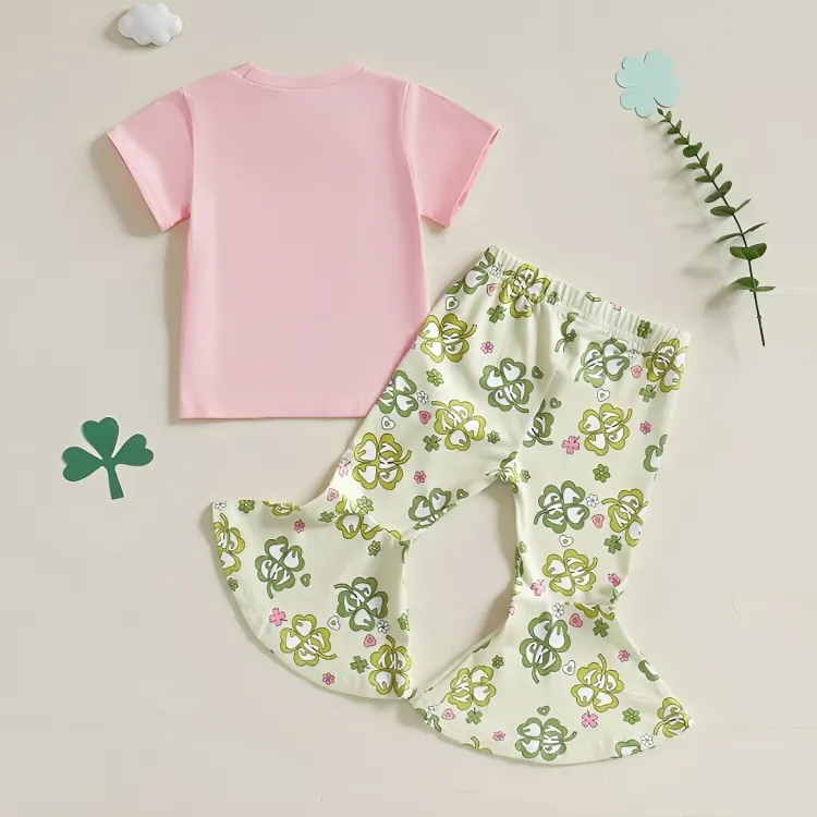 Lucky Pink Tee Flared Pants Toddler Set