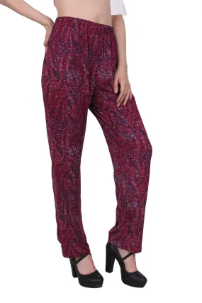 Maroon Abstract Printed Pants