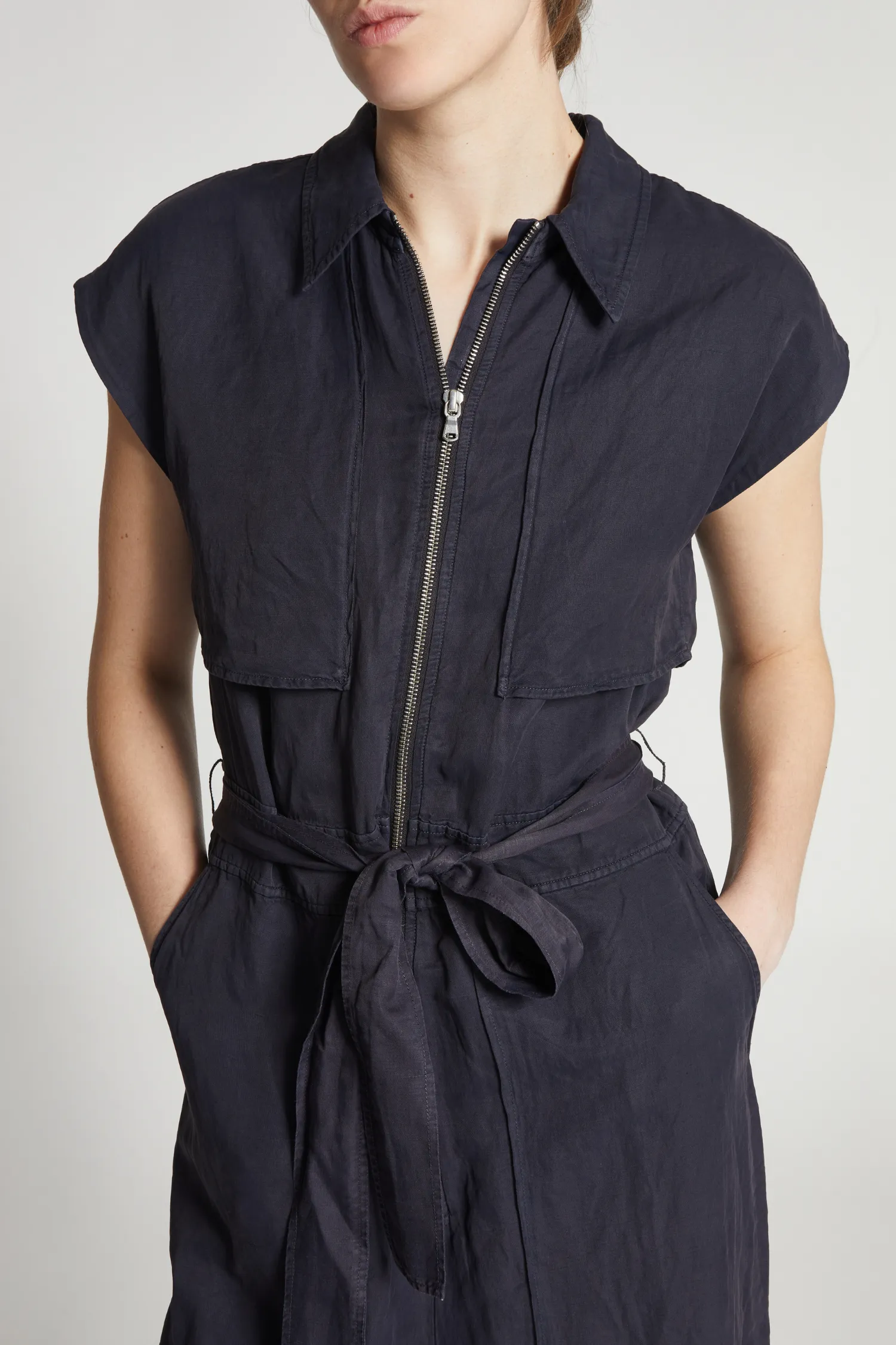 Maxine Short Sleeve Cargo Jumpsuit, Licorice Black