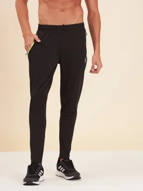 Men Black Dry Fit Stretchable Slim Track Pants