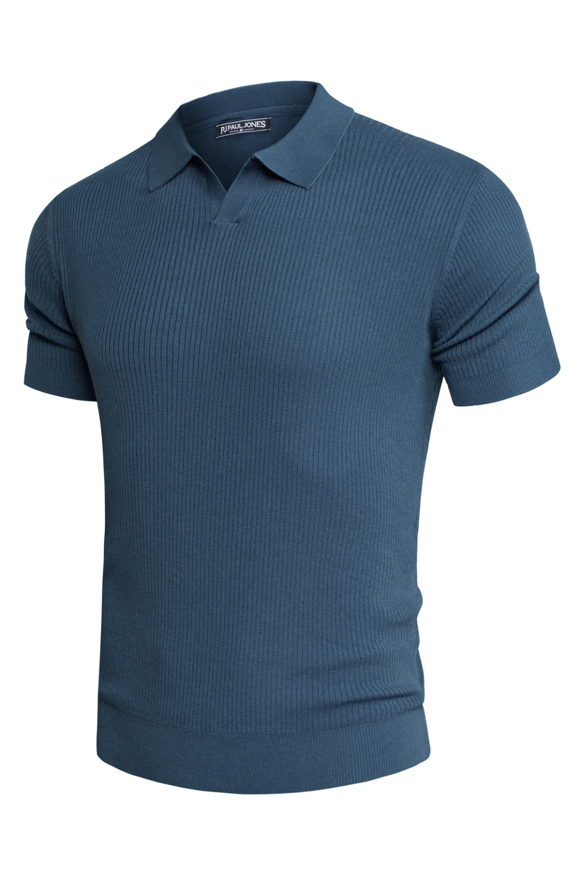 Men's Polo Shirt Ribbed Textured V Neck Knit Polo Shirts