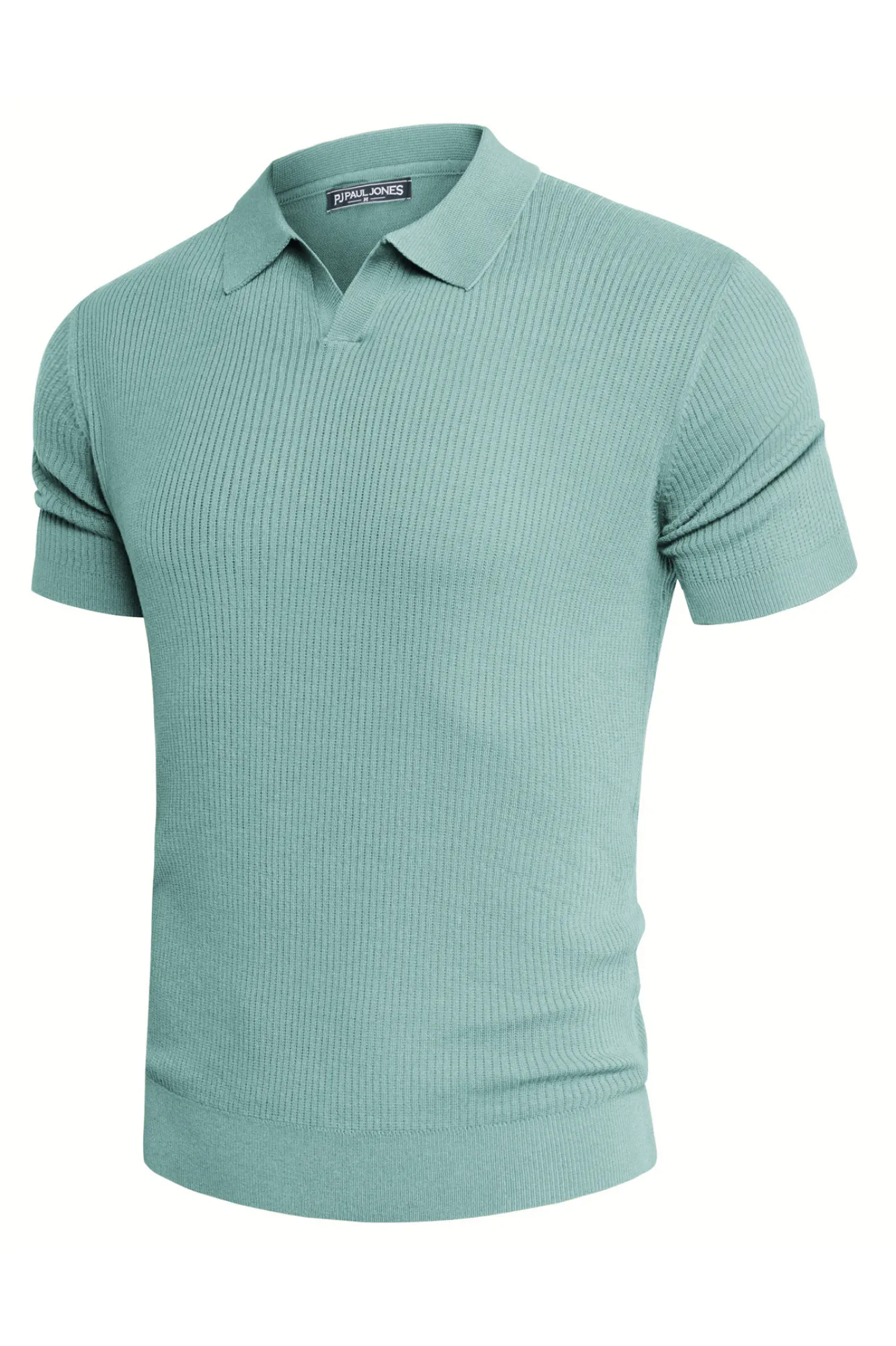 Men's Polo Shirt Ribbed Textured V Neck Knit Polo Shirts