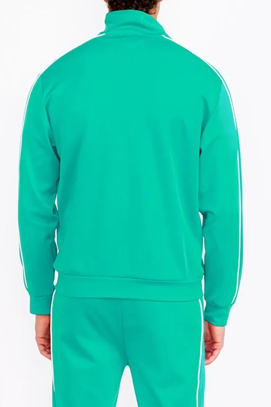 Mens Teal Green Side Pipe Track Jacket