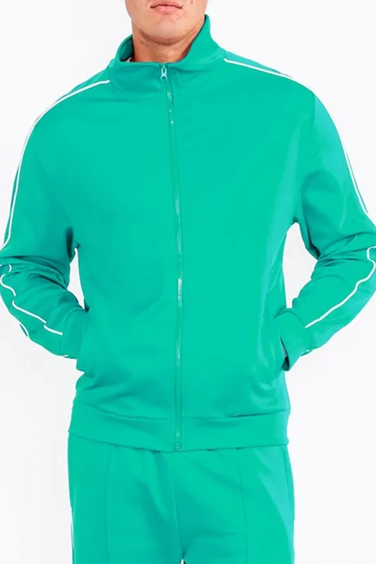 Mens Teal Green Side Pipe Track Jacket