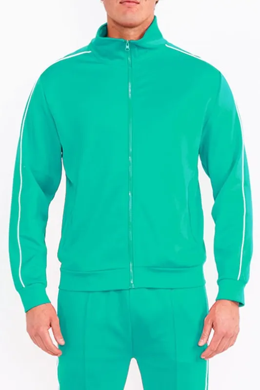 Mens Teal Green Side Pipe Track Jacket