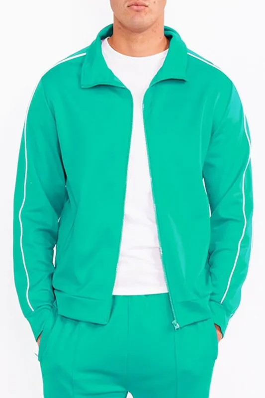 Mens Teal Green Side Pipe Track Jacket